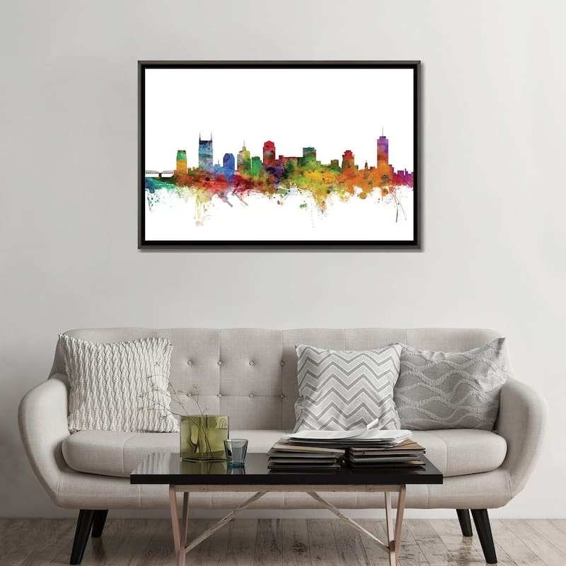 iCanvas "Nashville, Tennessee Skyline" by Michael Tompsett Framed Bed